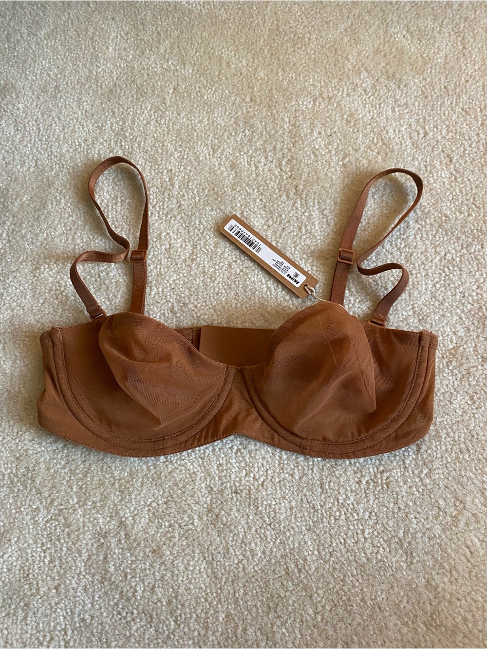 SKIMS Ultra Fine Mesh Strapless Bra 32B Bronze NWT Underwire BR-UWR-2209
